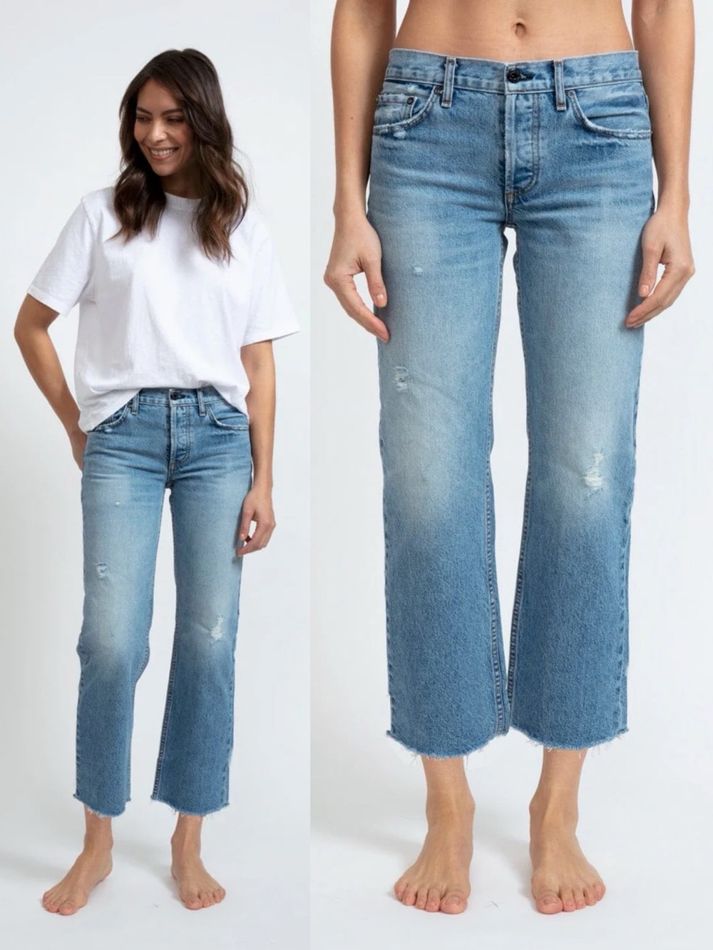 ASKK NY • Low Rise Straight jeans in Berkley boyfriend ankle crop distressed